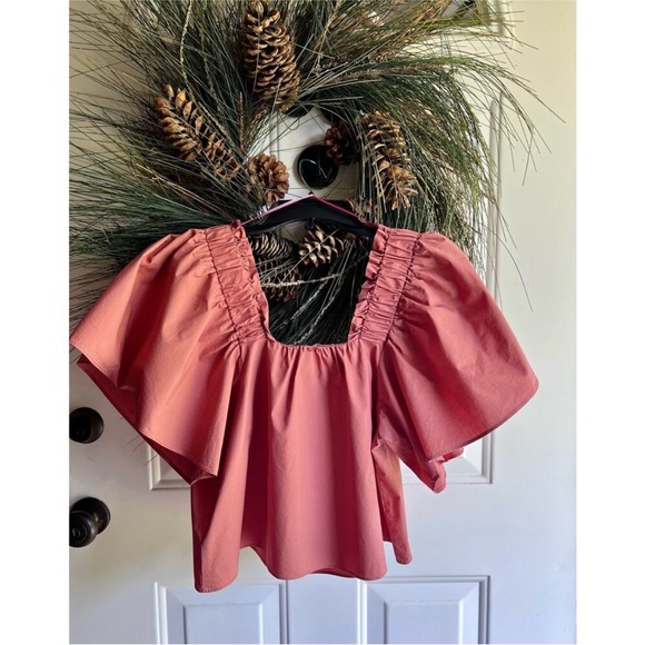 Salmon Karlie poplin square neckline size medium - Picture 13 of 14